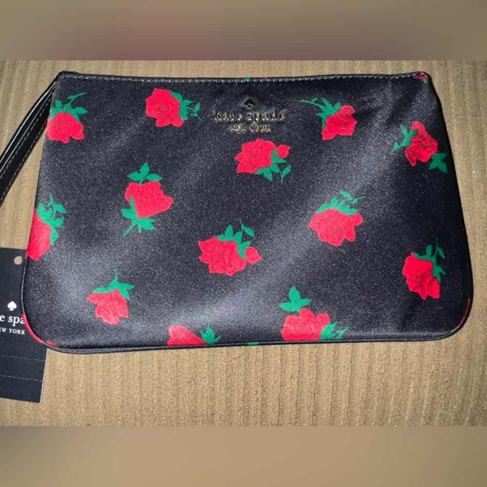 Kate Spade CHELSEA ROSE TOSS PRINTED MEDIUM WRISTLET POUCH nwot - Picture 5 of 6